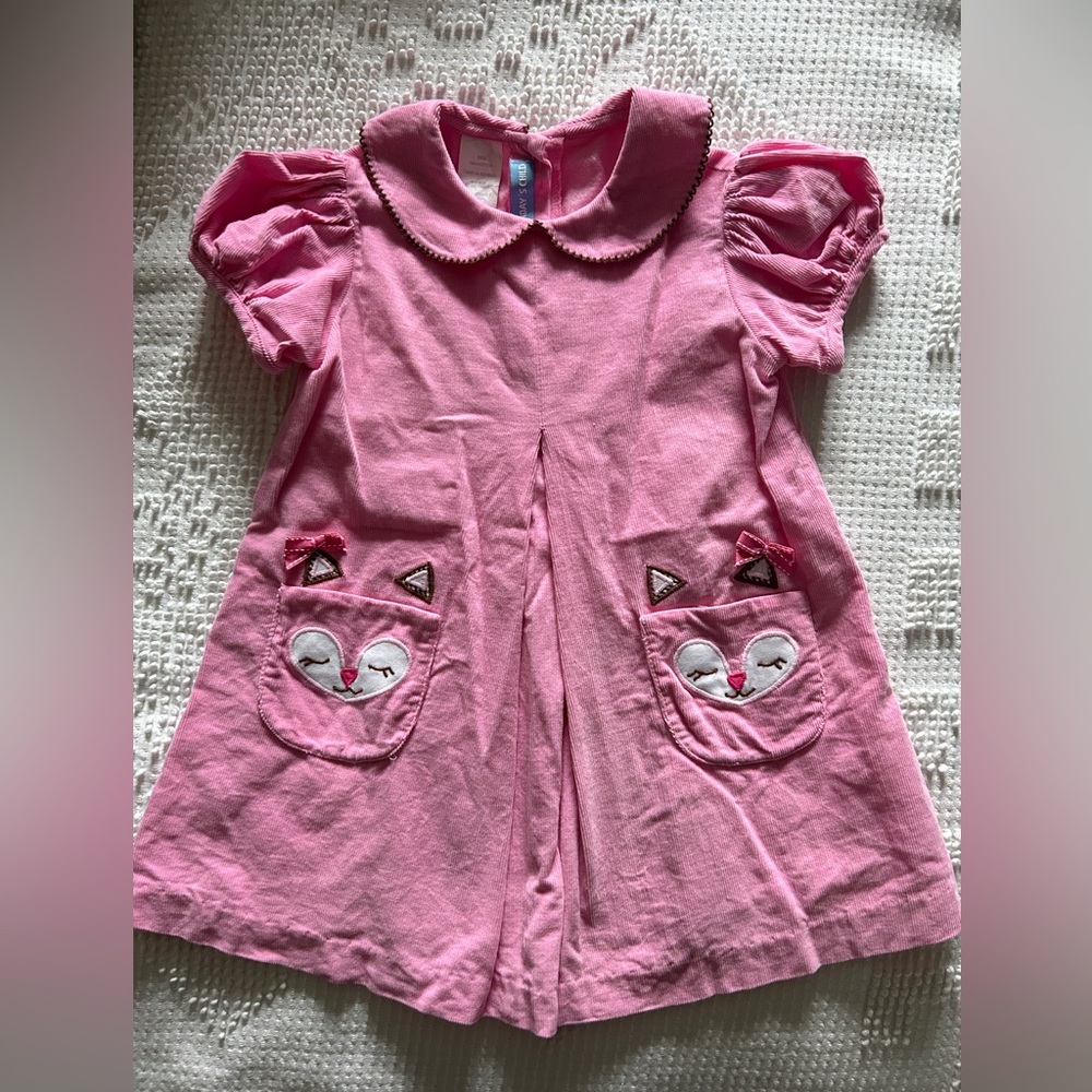 Monday’s Child Pink Corduroy Dress with Cat Pockets